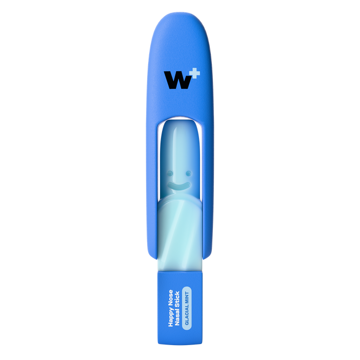 Blue nasal inhaler stick with a visible Wizard logo on a white background