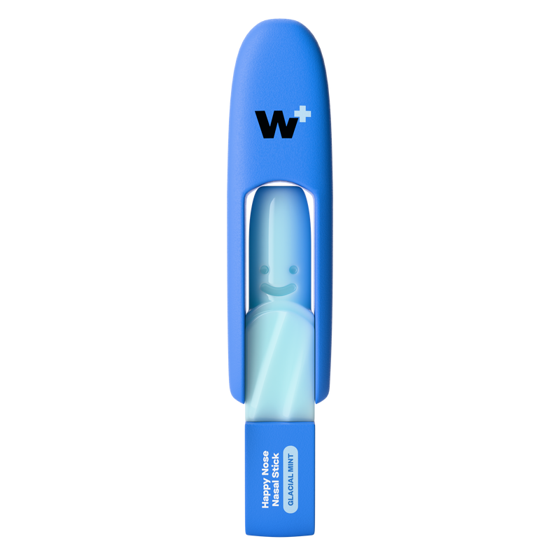 Blue nasal inhaler stick with a visible Wizard logo on a white background