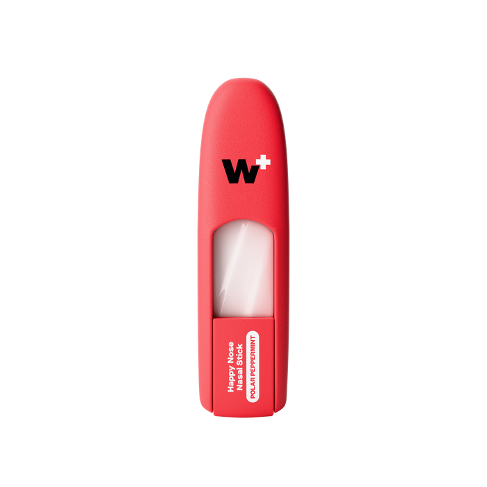 Red happy nose nasal inhaler stick with a visible Wizard logo on a white background