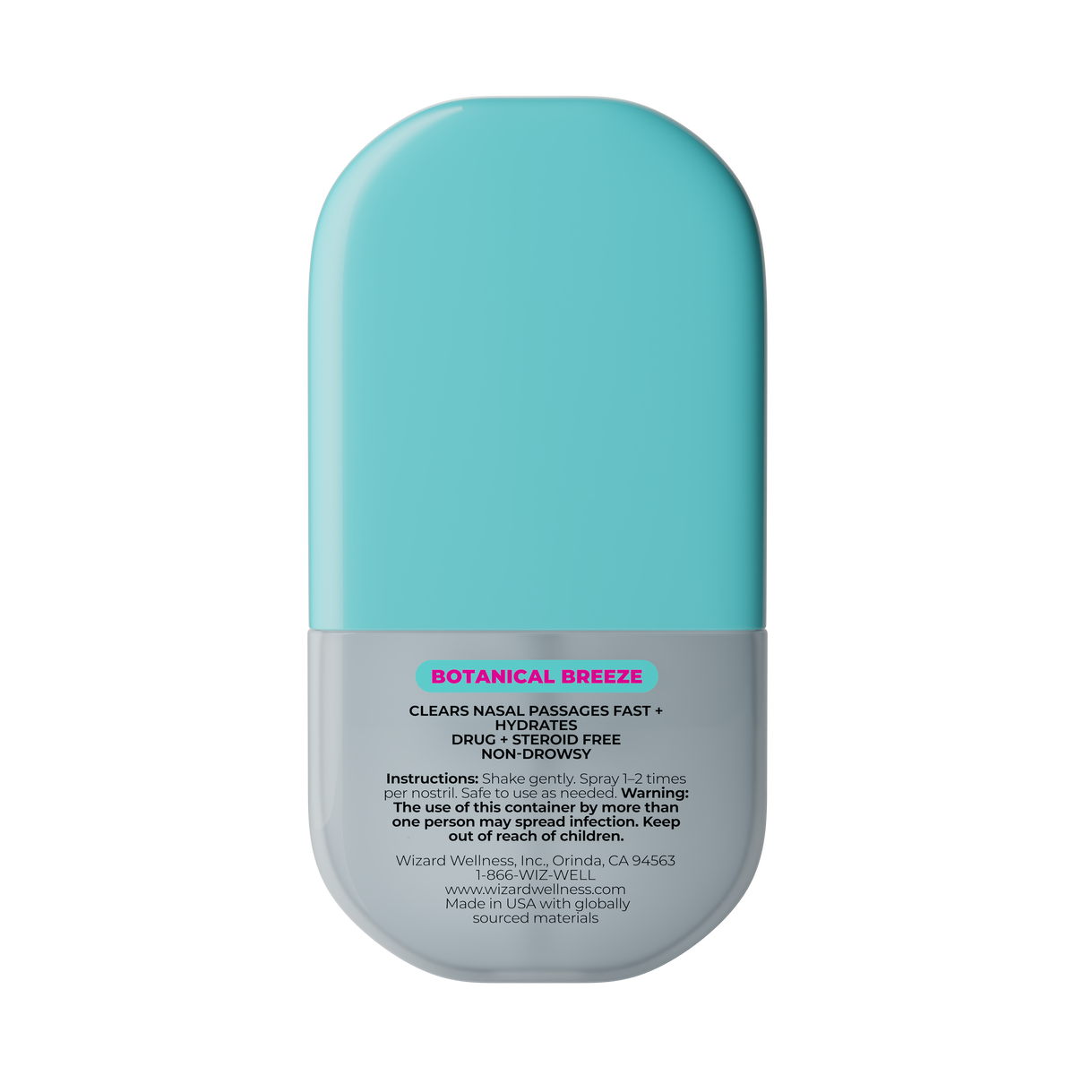 Botanical Breeze nasal spray device with text on a white background