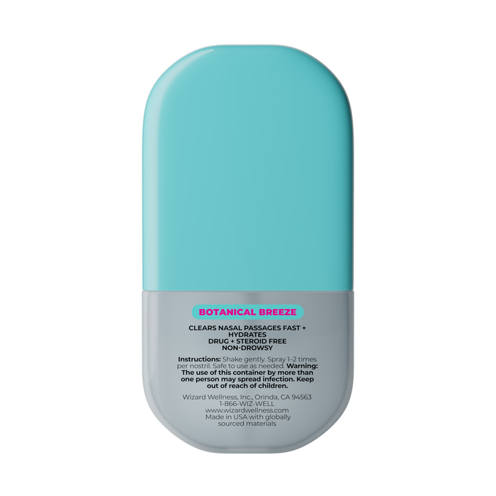 Botanical Breeze nasal spray device with text on a white background